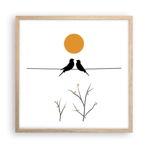 Pôster com moldura de carvalho claro - A noite dos rouxinóis - 50x50 cm