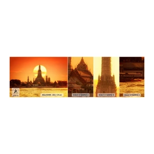 Amostra de papel de parede autocolante Deluxe Sticker - Rumo ao sol, sempre em direção ao sol - Bangkok, Templo do Amanhecer, Tailândia - 100x30 cm