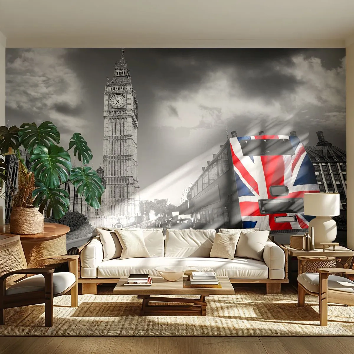Papel de Parede Premium Sand - Grande e orgulhosa - Cidade, Londres, Ônibus de Londres - 100x70 cm