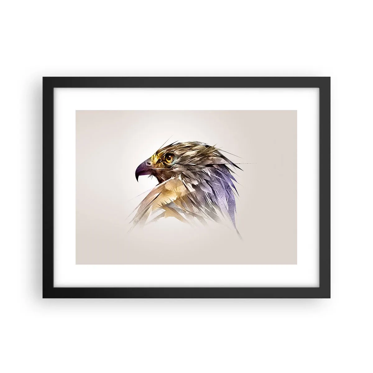 Pôster com moldura preta - Retrato de um guerreiro - 40x30 cm