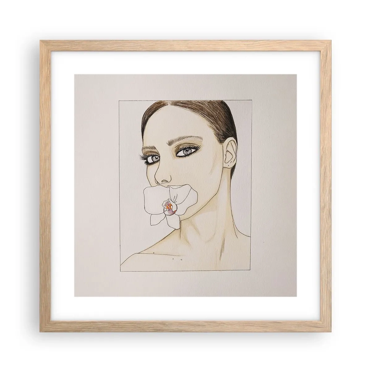 Pôster com moldura de carvalho claro - Símbolo de elegância e beleza - 40x40 cm