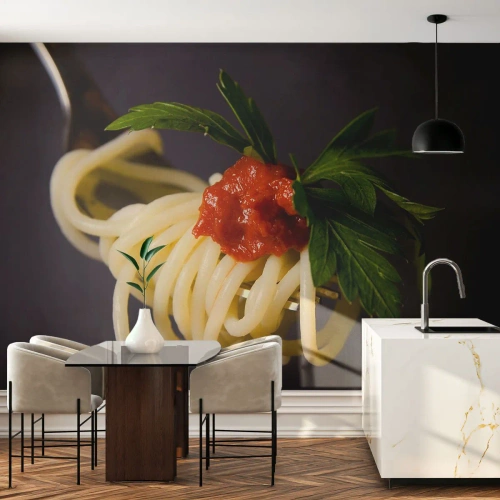 Papel de Parede Premium Canvas - Saborosa mordida - Gastronomia, Espaguete, Itália - 350x256 cm