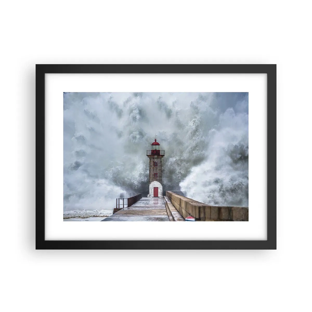 Pôster com moldura preta - O rugido das águas, o som do vento - 40x30 cm