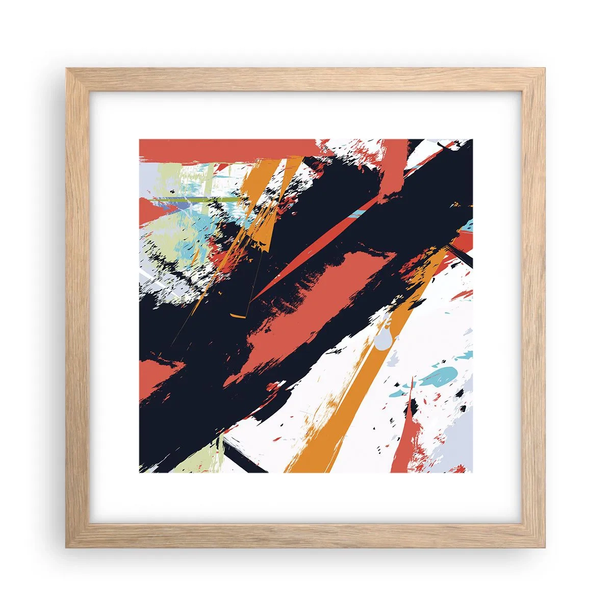 Pôster com moldura de carvalho claro - Composição dinâmica - 30x30 cm