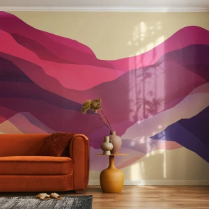 Papel de Parede Premium Canvas - Ondas de roxo - Abstração, Pedaço, Arte Moderna - 200x140 cm