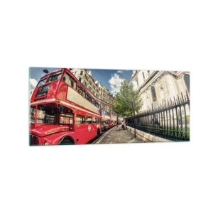 Quadro em vidro - Rua de Londres em cinza e vermelho - 120x50 cm