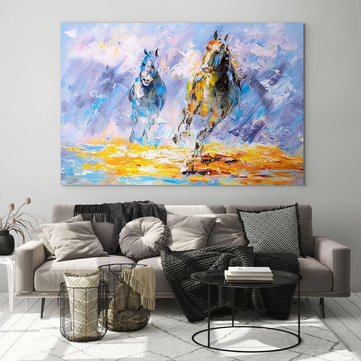 Quadro em vidro - Galopando através do brilho - 120x80 cm