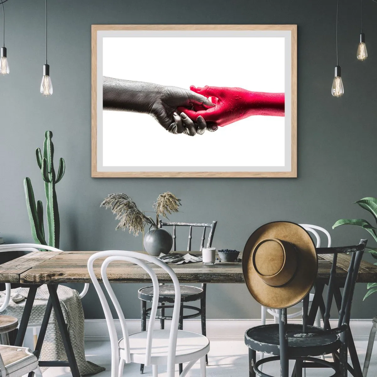 Pôster com moldura de carvalho claro - Juntos, mas diferentes - 50x40 cm