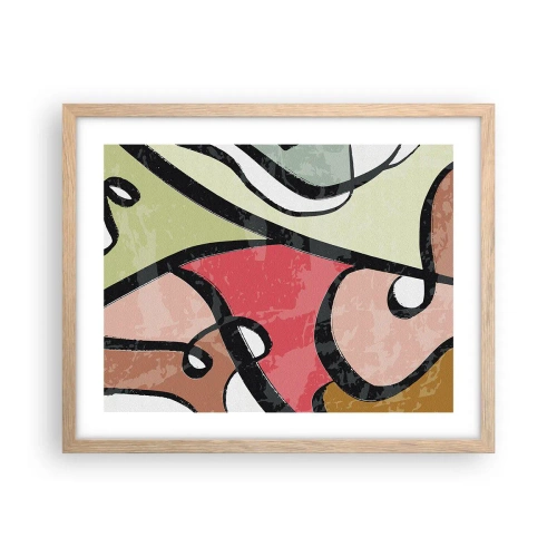 Pôster com moldura de carvalho claro - Piruetas entre cores - 50x40 cm