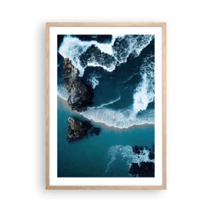 Pôster com moldura de carvalho claro - Envolto em ondas - 50x70 cm