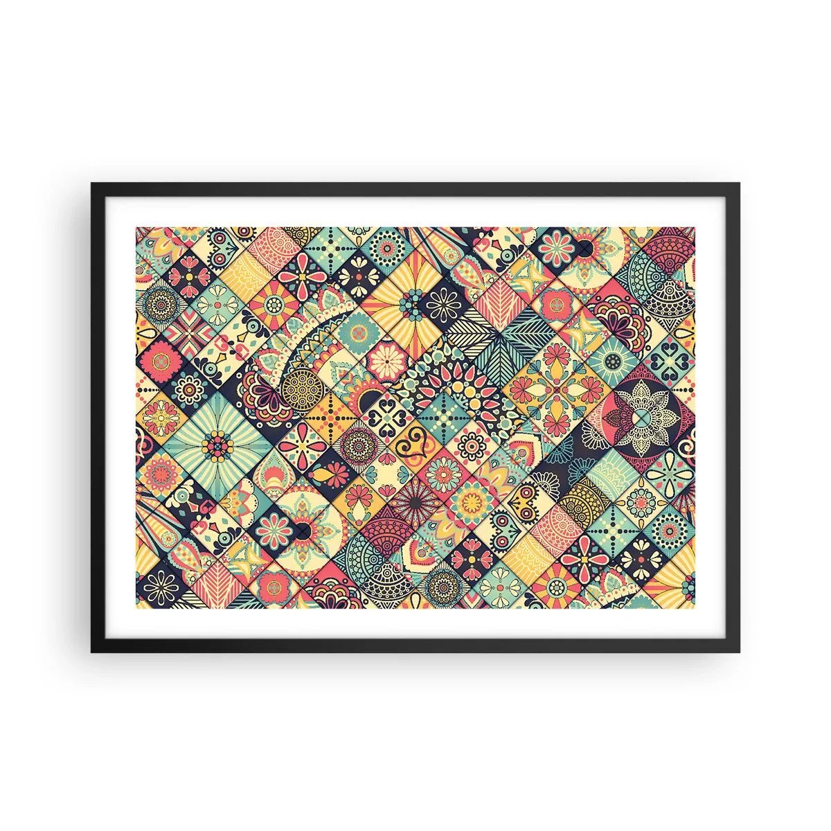 Pôster com moldura preta - Vibrações marroquinas - 70x50 cm
