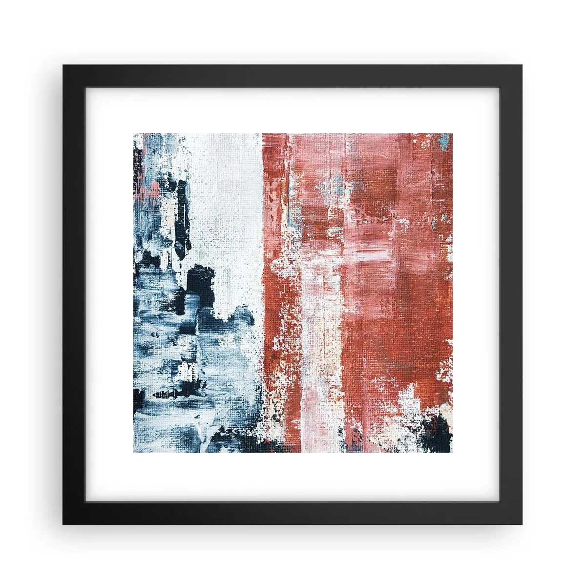 Pôster com moldura preta - Meio a meio abstrato - 30x30 cm