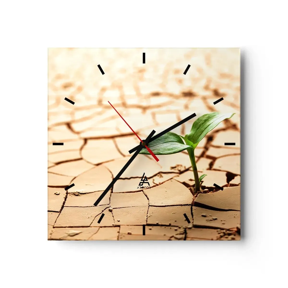 Relógio de parede - Relógio em vidro - A força indomável da vida - 30x30 cm