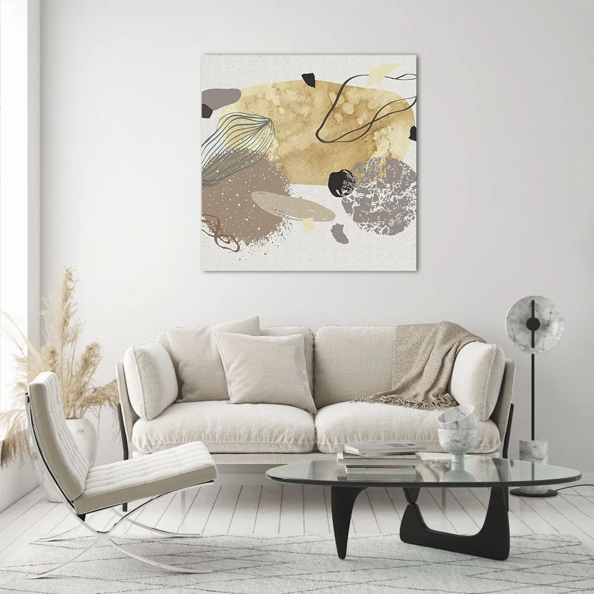 Quadro em vidro - Plumcologia aplicada - 40x40 cm