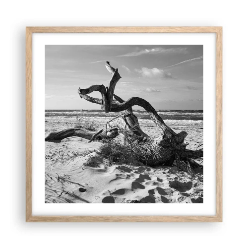 Pôster com moldura de carvalho claro - Escultura do mar - 50x50 cm