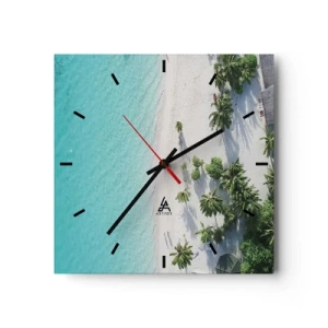 Relógio de parede - Relógio em vidro - Férias no paraíso - 30x30 cm