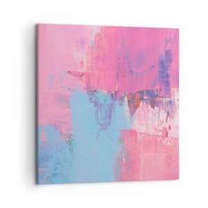 Quadro em tela - Rosa, azul e uma pitada de luz - 50x50 cm
