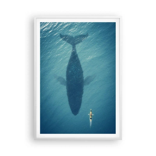 Pôster em moldura branca - Encontro no oceano - 70x100 cm