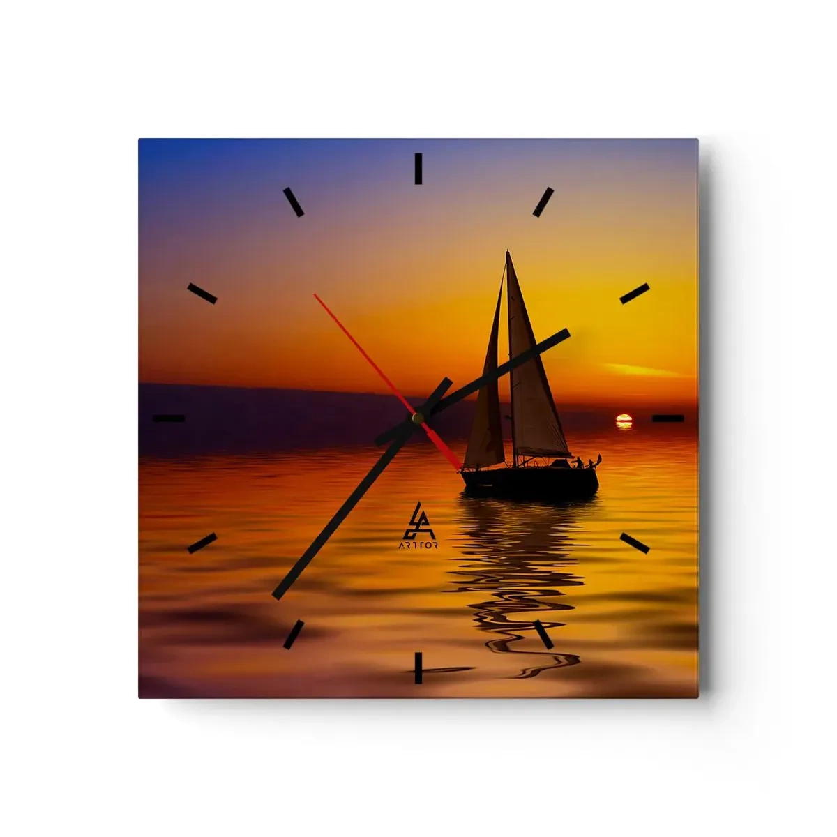 Relógio de parede - Relógio em vidro - Tranquilo anoitecer... - 30x30 cm