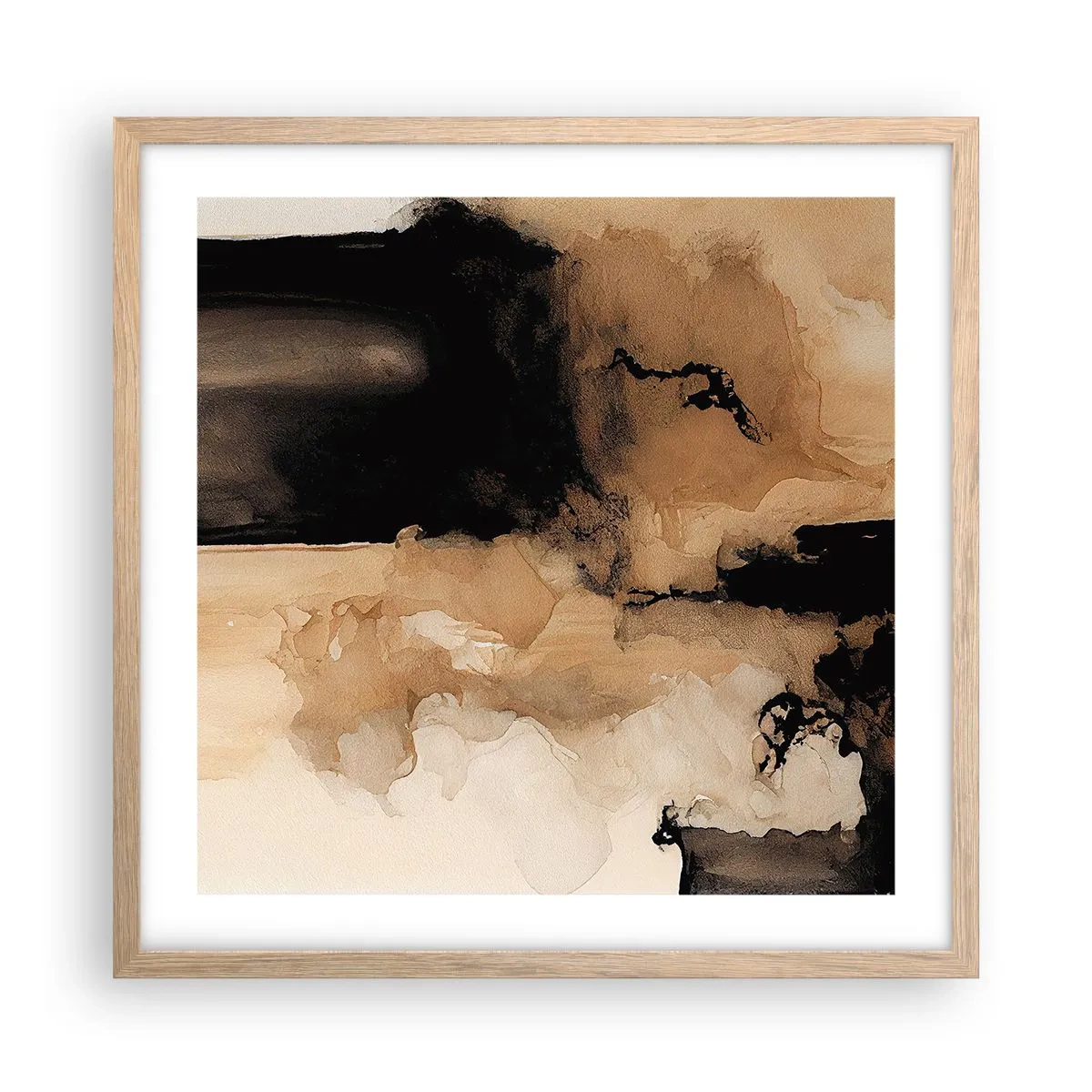 Pôster com moldura de carvalho claro - Abstração intrigante - 50x50 cm