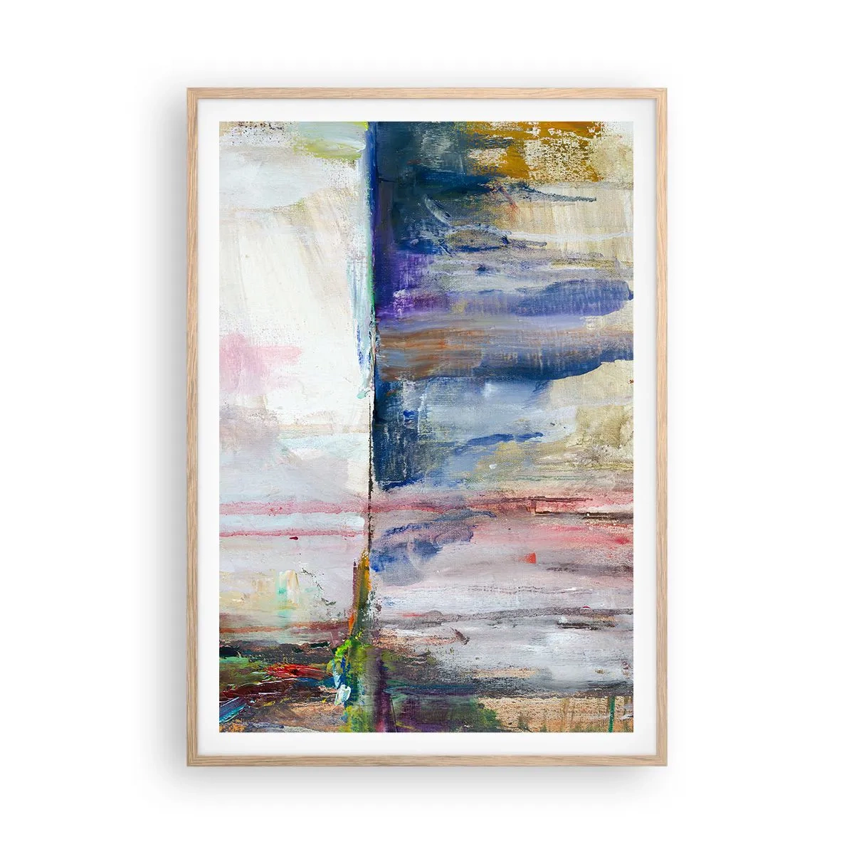 Pôster com moldura de carvalho claro - Impressões coloridas e associações - 70x100 cm