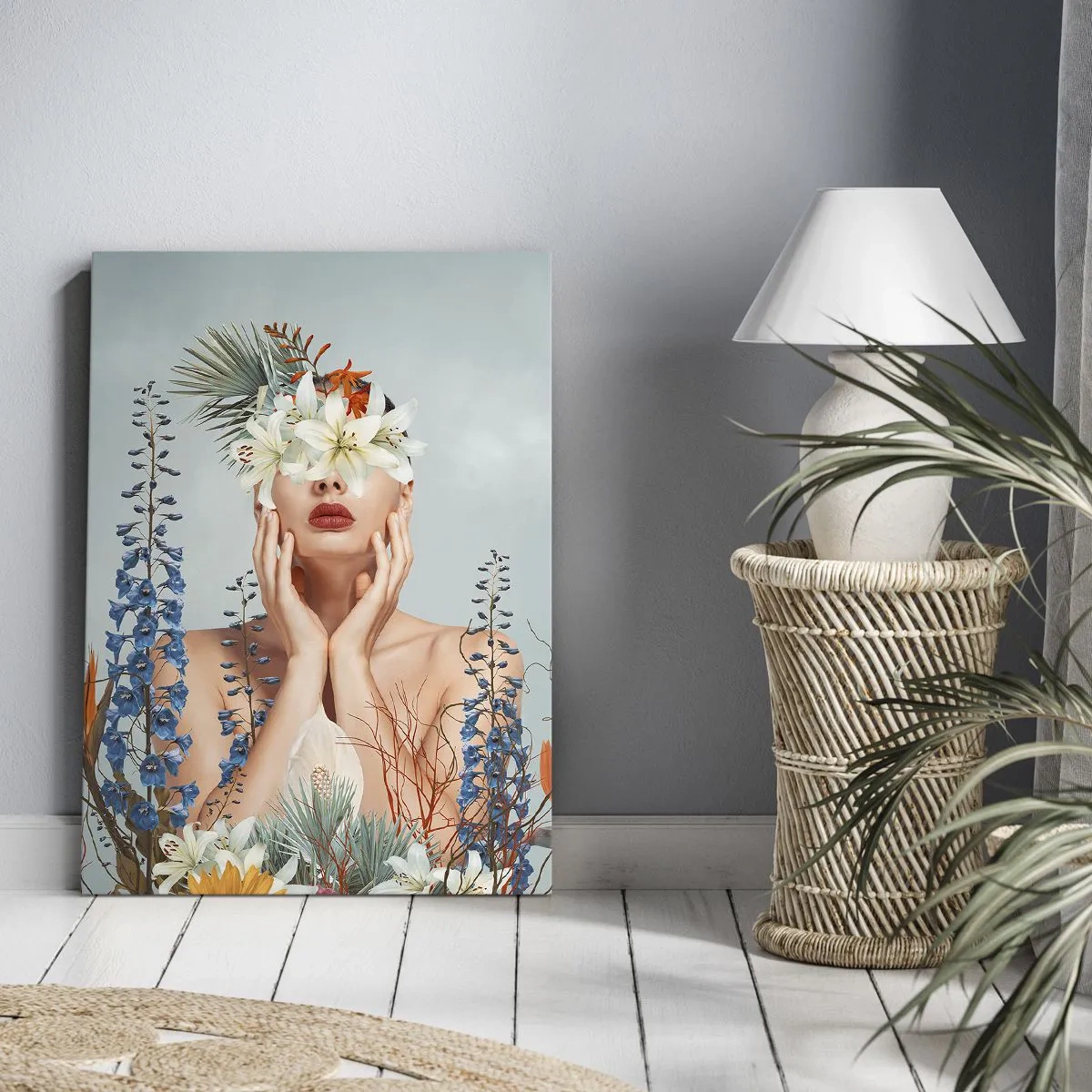 Quadro em tela - Mulher – flor - 50x70 cm
