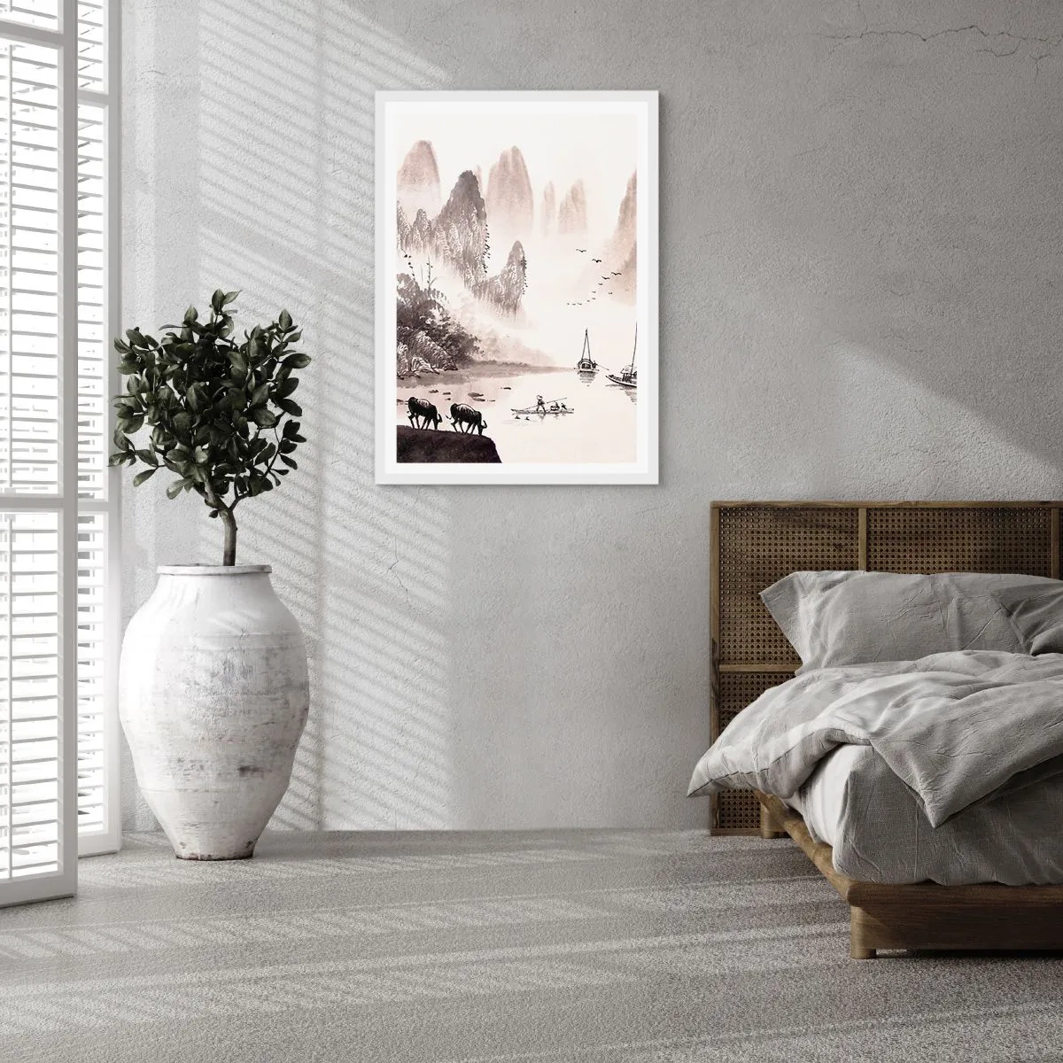 Pôster em moldura branca - O cotidiano exótico do Oriente - 61x91 cm