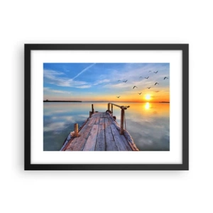 Pôster com moldura preta - Caminhando em direção ao sol - 40x30 cm