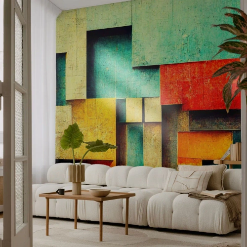 Papel de Parede Premium Canvas - Festival de ângulos vivos - 3D, Pedaço, Geométrico - 400x280 cm