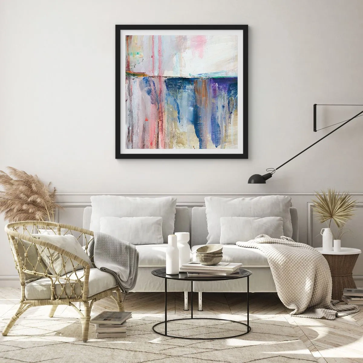 Pôster com moldura preta - Impressões coloridas e associações - 60x60 cm