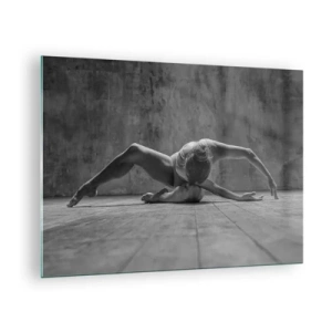 Quadro em vidro - Dançarina em pose no chão - 70x50cm - Simetria encontrada - Decoração de parede moderna para a sala de estar e quarto ARTTOR