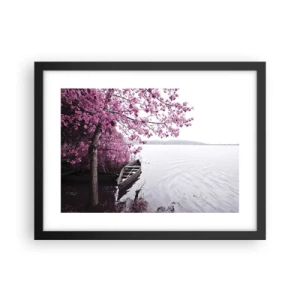 Pôster com moldura preta - Em silêncio cor-de-rosa - 40x30 cm