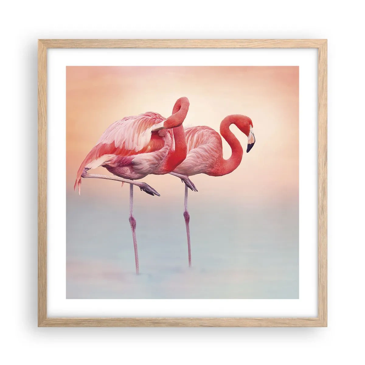 Pôster com moldura de carvalho claro - Na cor do sol poente - 50x50 cm