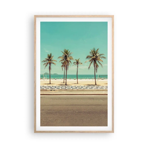 Pôster com moldura de carvalho claro - Em guarda da praia - 61x91 cm
