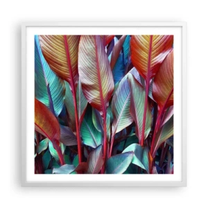 Pôster em moldura branca - Um matagal colorido - 60x60 cm