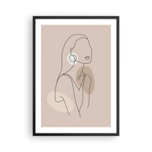 Pôster com moldura preta - Um desenho minimalista de uma mulher em tons pastéis de bege. - 50x70cm - Um ícone da feminilidade - Decoração de parede moderna para a sala de estar e quarto ARTTOR