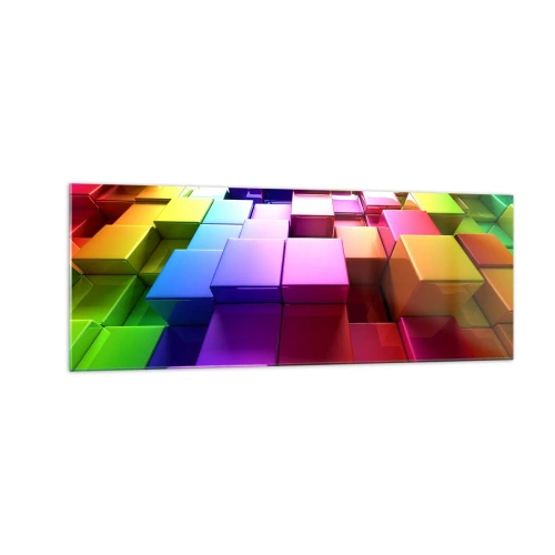 Quadro em vidro - Op-art juntos como uma equipa - 140x50 cm