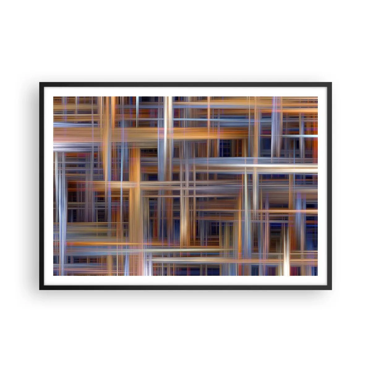 Pôster com moldura preta - Tecido de luz - 100x70 cm