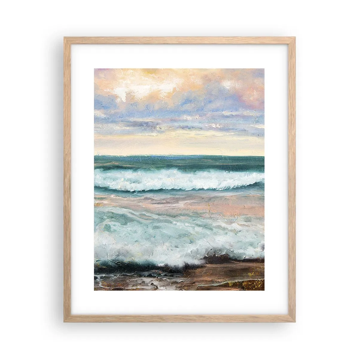 Pôster com moldura de carvalho claro - Aqui suavizas a alma - 40x50 cm