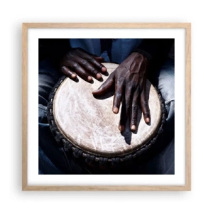 Pôster com moldura de carvalho claro - Viva no seu próprio ritmo - 50x50 cm