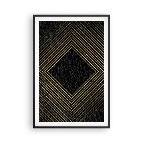 Pôster com moldura preta - Geometria em estilo glamoroso - 61x91 cm