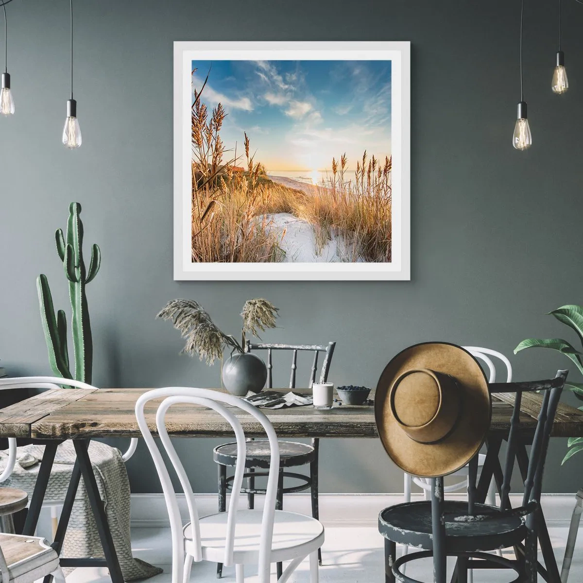 Pôster em moldura branca - Praia do Norte - 60x60 cm