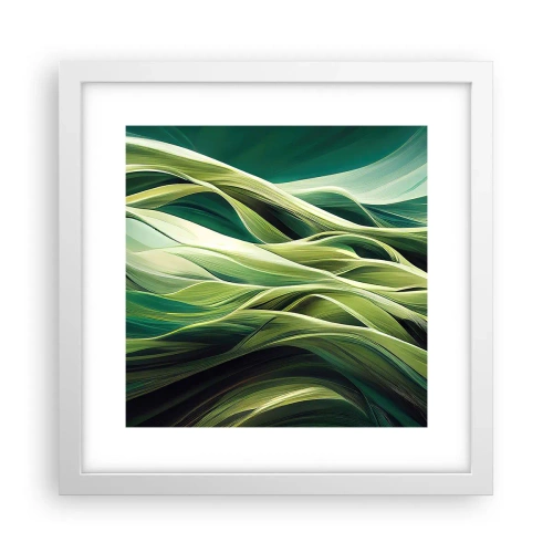Pôster em moldura branca - Jogo verde abstrato - 30x30 cm