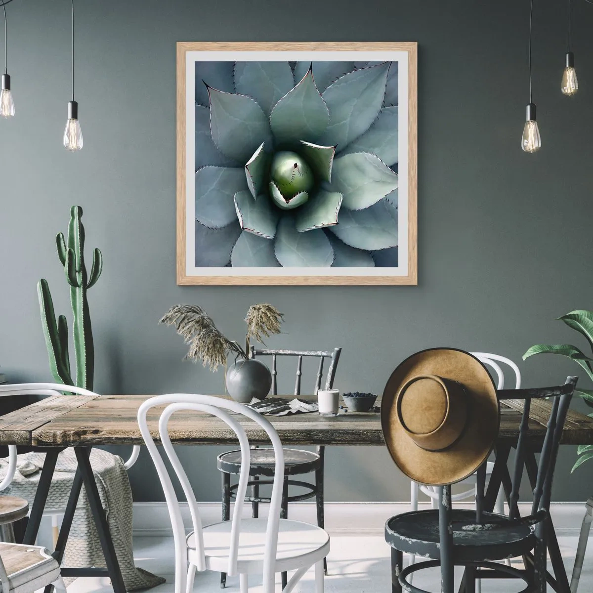 Pôster com moldura de carvalho claro - Atrai e adverte - 50x50 cm