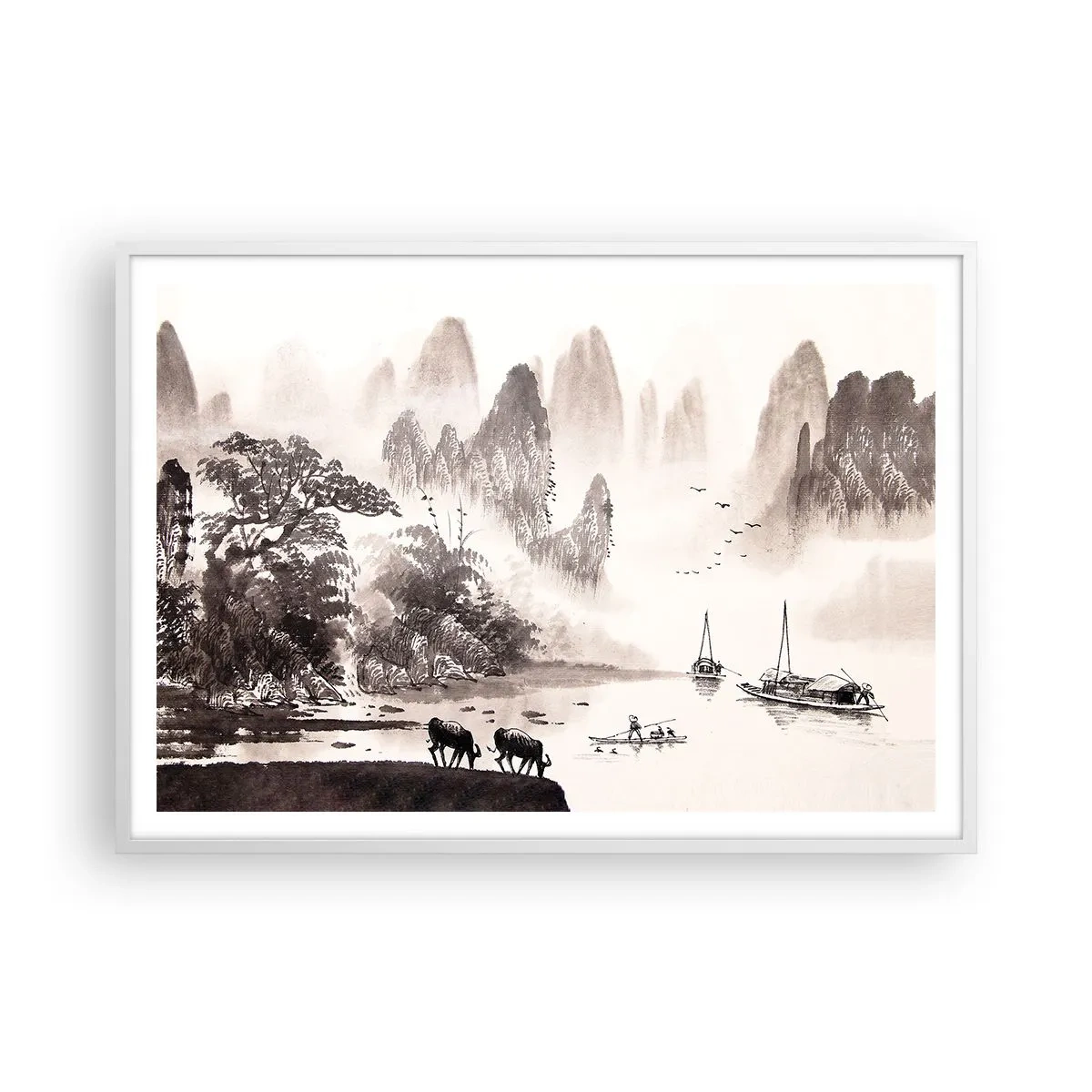 Pôster em moldura branca - O cotidiano exótico do Oriente - 100x70 cm