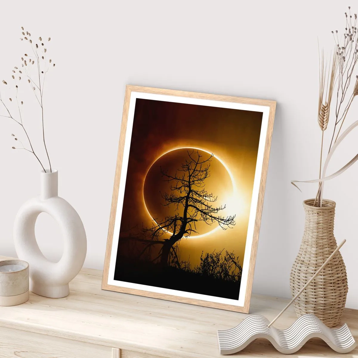 Pôster com moldura de carvalho claro - Eclipse total - 70x100 cm