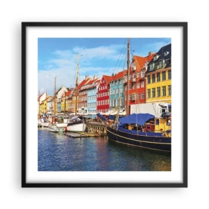 Pôster com moldura preta - Orla alegre  - 50x50 cm