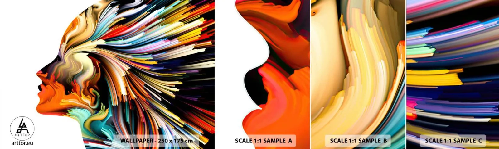 Amostra de Papel de Parede Standard Eco - Explosão de imaginação - Abstração, Mulher, Gráficos - 100x30 cm