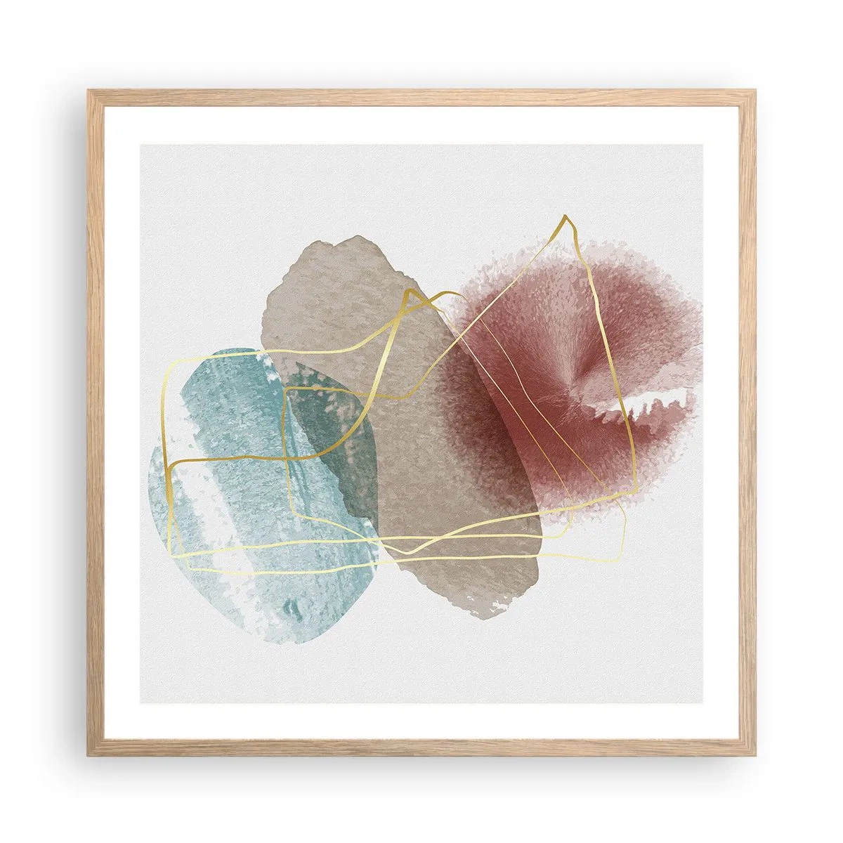 Pôster com moldura de carvalho claro - Corais espaciais - 60x60 cm