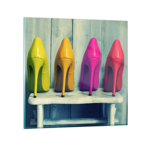 Quadro em vidro - Um passeio no arco-íris - 50x50 cm